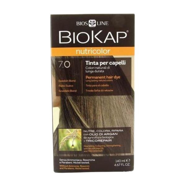 Biokap Nutricolor Tinta Per Capelli Con Olio Di Argan Colore 7.0 Biondo Medio