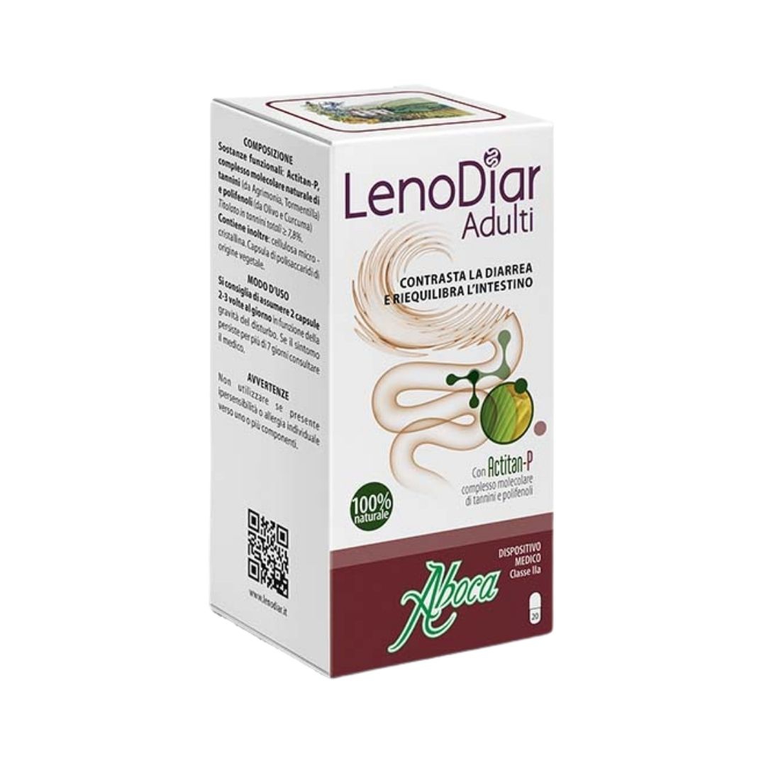 Aboca LenoDiar Adulti Integratore Diarrea ed Equilibrio dell Intestino 20Capsule