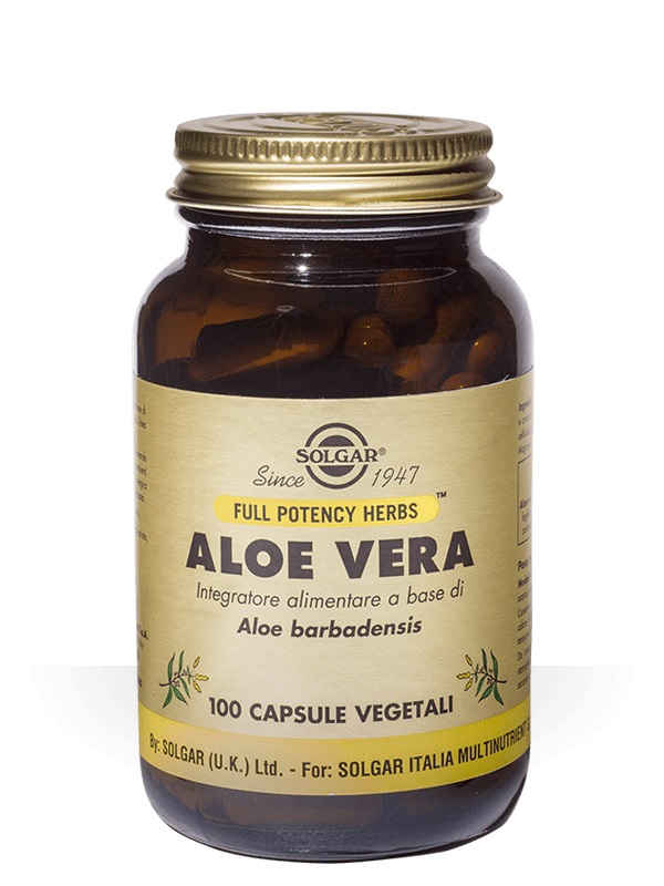 Solgar Linea Digestione Sana Aloe Vera Integratore Alimentare 100 Capsule