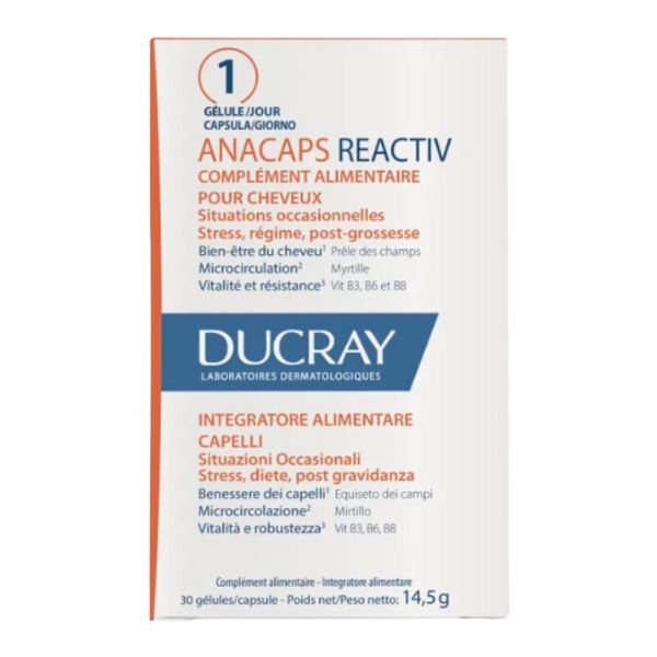 Ducray Anacaps Reactiv Integratore per la Caduta dei Capelli Occasionale 30 capsule