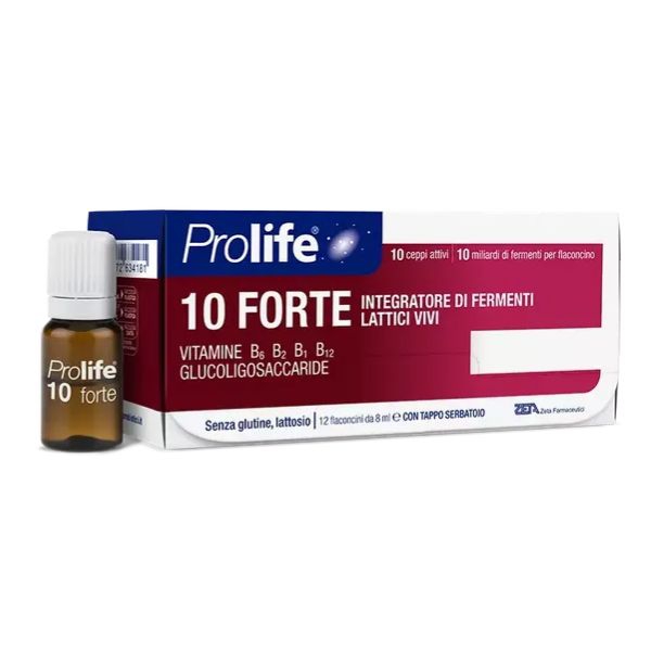 Prolife 10 Forte Integratore di Fermenti Lattici e Vitamine 12 Flaconcini