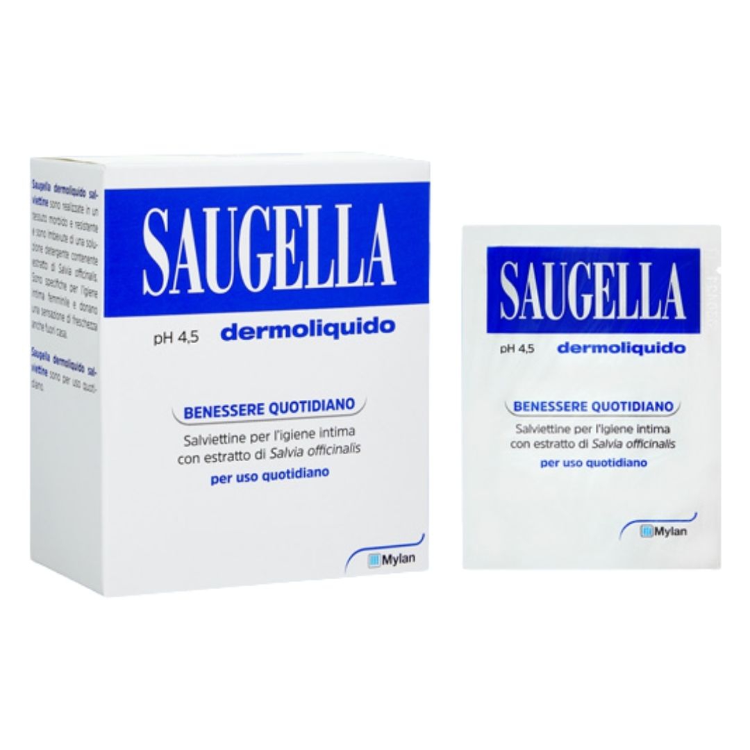 Saugella Dermoliquido Salviette Intime Ph 4.5 Igiene Quotidiana 10 Pezzi