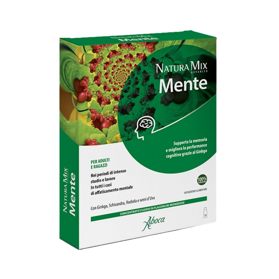 Aboca Natura Mix Advanced Mente Integratore per la Mente 10 Flaconcini