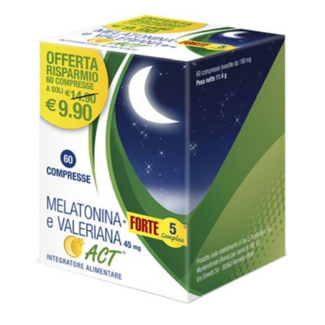 Melatonina Act + Valeriana Act Forte 5 Complex Integratore 60 Compresse