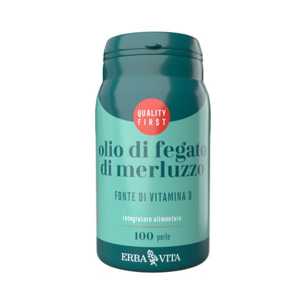 Erba Vita Olio di Fegato Di Merluzzo Integratore Ossa 100 Perle