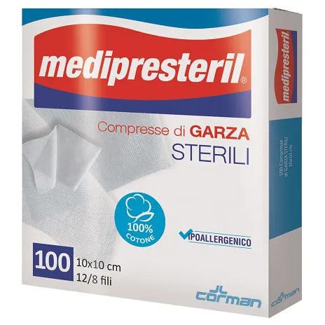 Medipresteril Compresse di Garza Sterili 10x10 cm 100 Pezzi