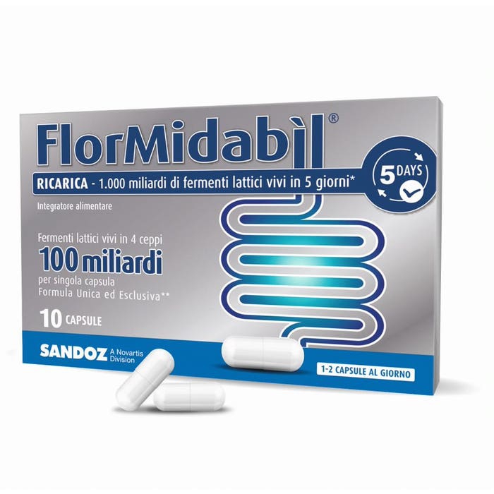 FlorMidabil Ricarica Integratore Con 100 Miliardi di Fermenti Lattici Vivi 10 Ca