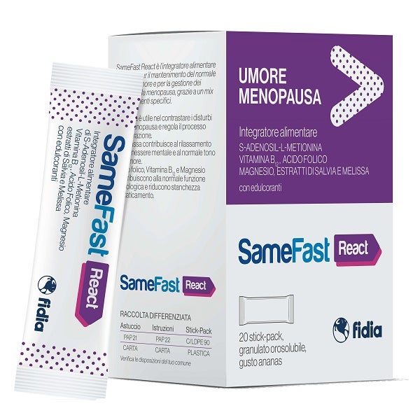 SameFast React Integratore Per Tono Dell'Umore E Menopausa 20 Stick