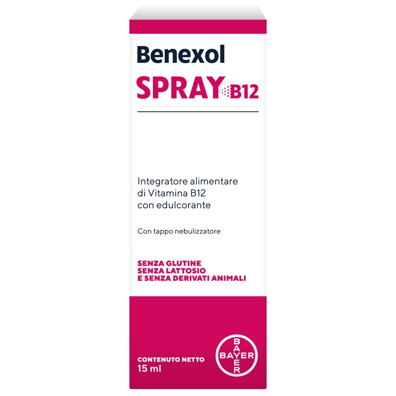 Benexol Spray Integratore alimentare di Vitamina B12 ad Alto Dosaggio con Edulcorante Flacone 15ml