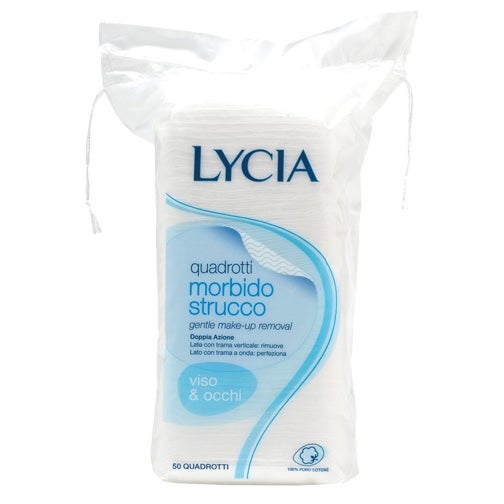 Lycia Quadrotti Morbidi Struccanti 100% Cotone 50 Pezzi