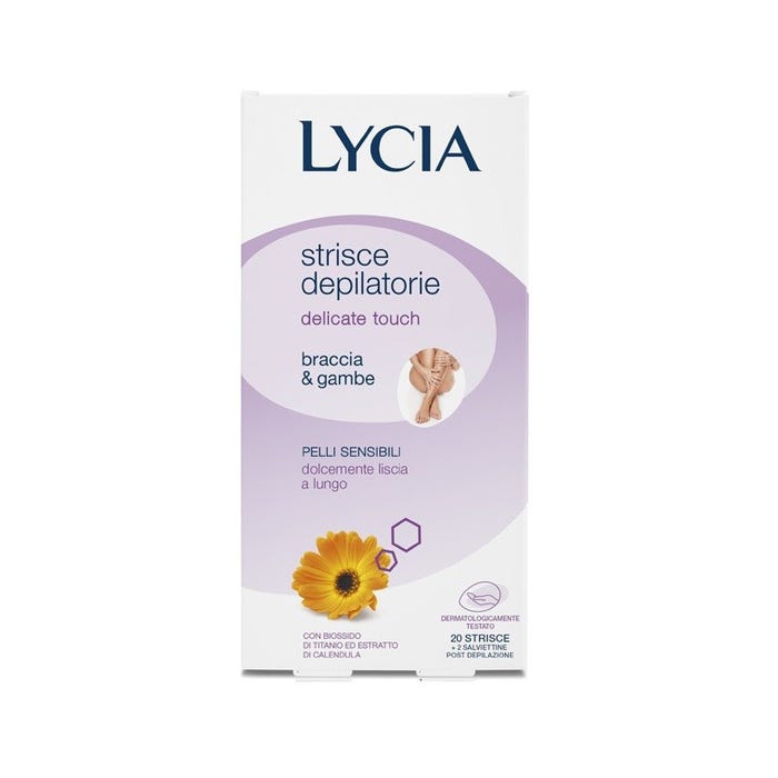 Lycia Strisce Depilatorie Braccia e Gambe Pelle Normale 20 Strisce + 2 Salviette