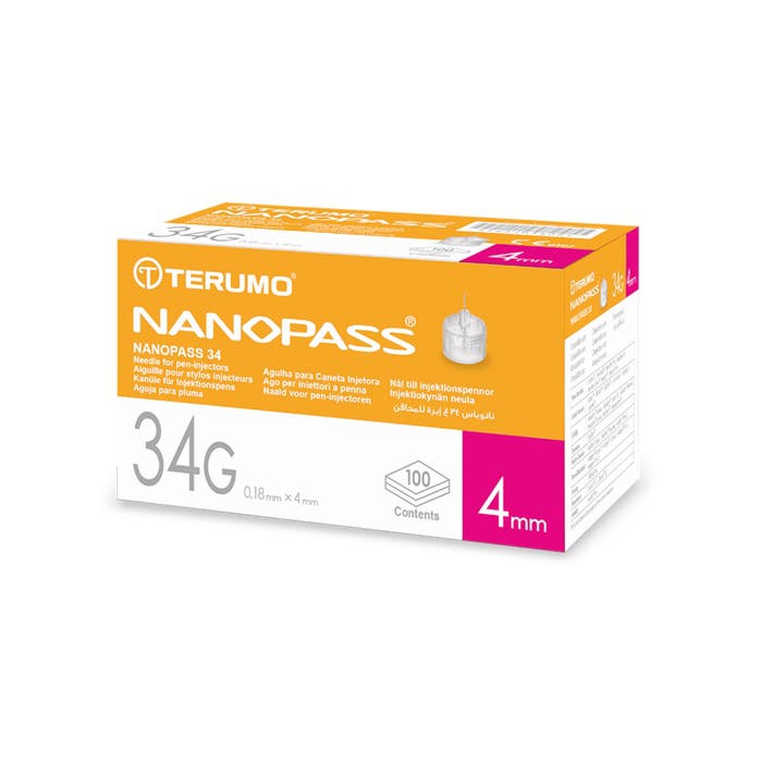 Nanopass Ago Per Penna 34G Da Insulina 100 Pezzi