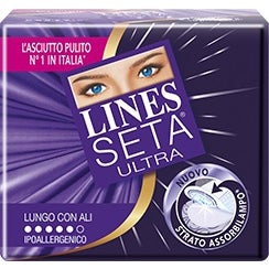 Lines Seta Ultra Lungo Con Ali Assorbente Per Flussi Intensi 9 Pezzi