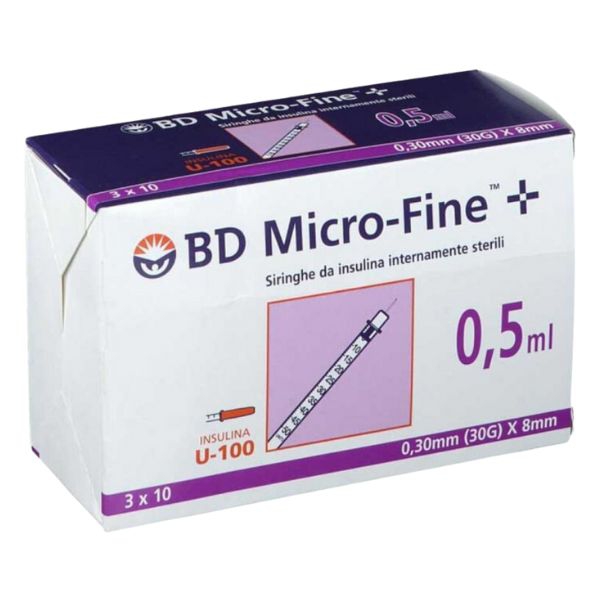 BD Micro-Fine Siringa Per Insulina 0,5 ml Ago G30 x 8 mm 30 Pezzi