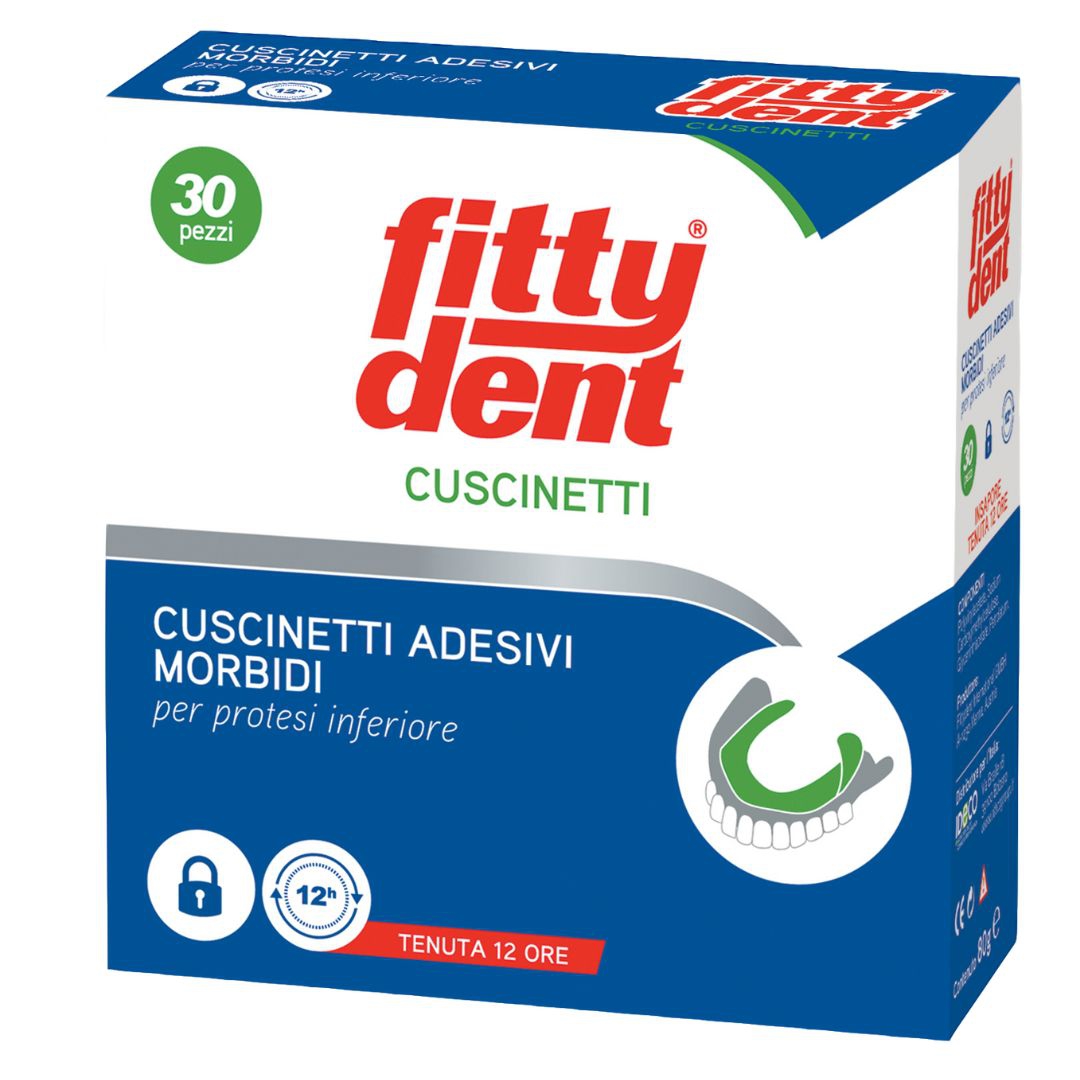 Fittydent Cuscinetti Adesivi Morbidi Per Protesi Inferiore 30 Pezzi
