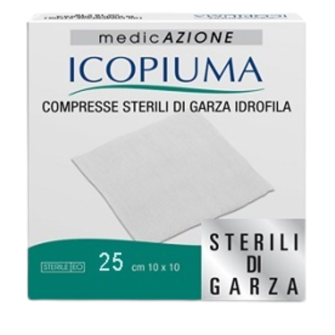 Icopiuma Compresse Sterili di Garza Idrofila 10x10 cm 25 Pezzi