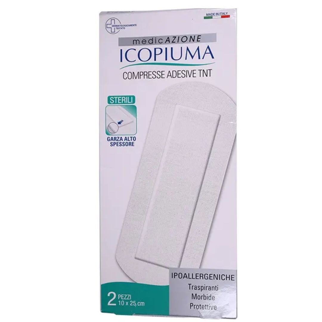 Icopiuma Compresse Adesive Sterili In TNT 10x25 cm 2 Pezzi