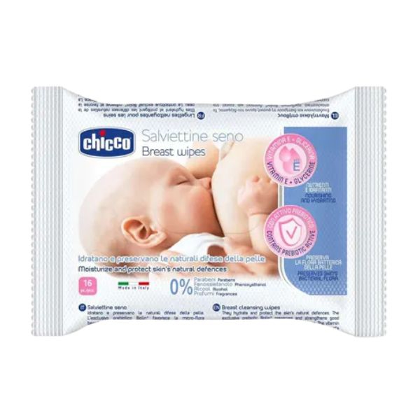 Chicco Salviette Detergenti Delicate Nutrienti e Idratanti Per Il Seno 16 Pezzi