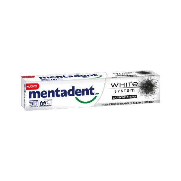 Mentadent Dentifricio White System Charcoal 75ml
