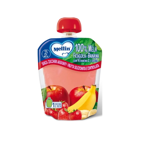 Mellin Pouch Mela Fragola Banana Carota 90g 6Mesi+