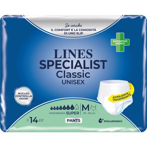 Lines Specialist Mutanda Assorbente Classic Unisex Taglia M 70-110cm 14 Pezzi