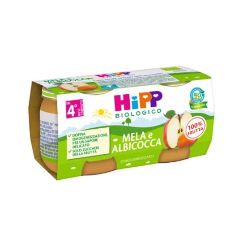 Hipp Omogeneizzato Albicocca/Mela 4M+ 2x80g