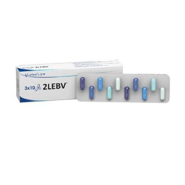  Integratore 2LEBV, formulato per supportare energia e sistema immunitario, confezione da 30 capsule.