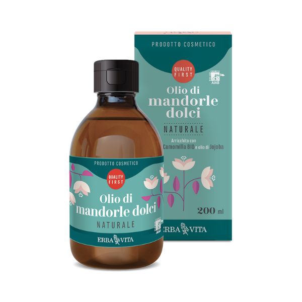 Erba Vita Olio di Mandorle Dolci Naturale Prodotto Cosmetico Corpo 200 ml