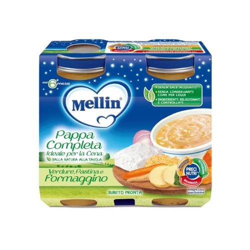 Mellin Pappa Completa Pastina Verdure E Formaggino 2 x 200 g