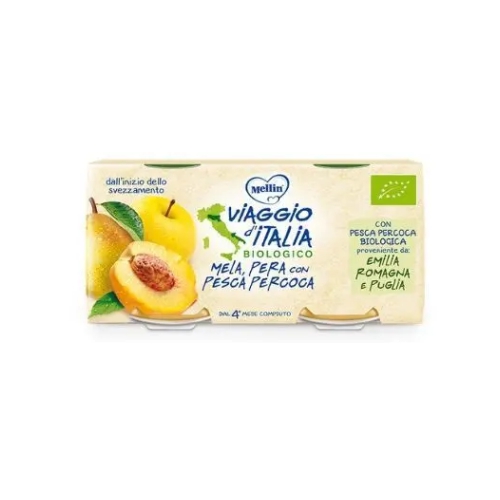 Mellin Viaggio D'Italia Omogeneizzato Mela Pera con Pesca 2x100g