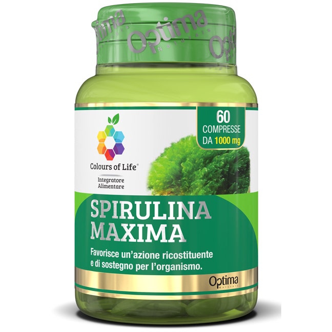 Optima Colours Of Life Spirulina Maxima Integratore Ricostituente 60 Compresse