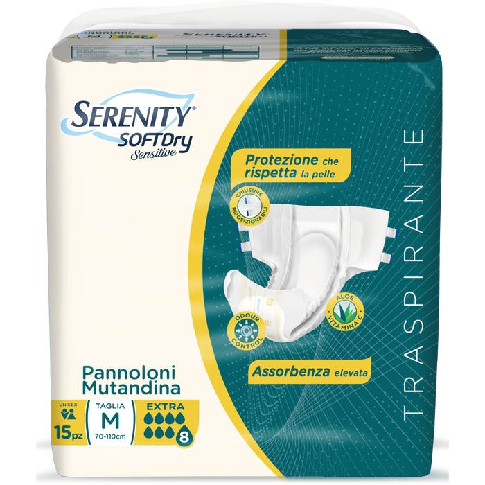 Serenity Soft Dry Sensitive Pannolone Mutandina Extra Taglia M 15 Pezzi