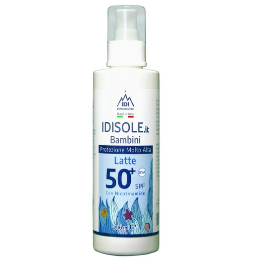 Idisole-IT Bambini Protezione Solare Molto Alta SPF 50+ Latte Corpo 200ml