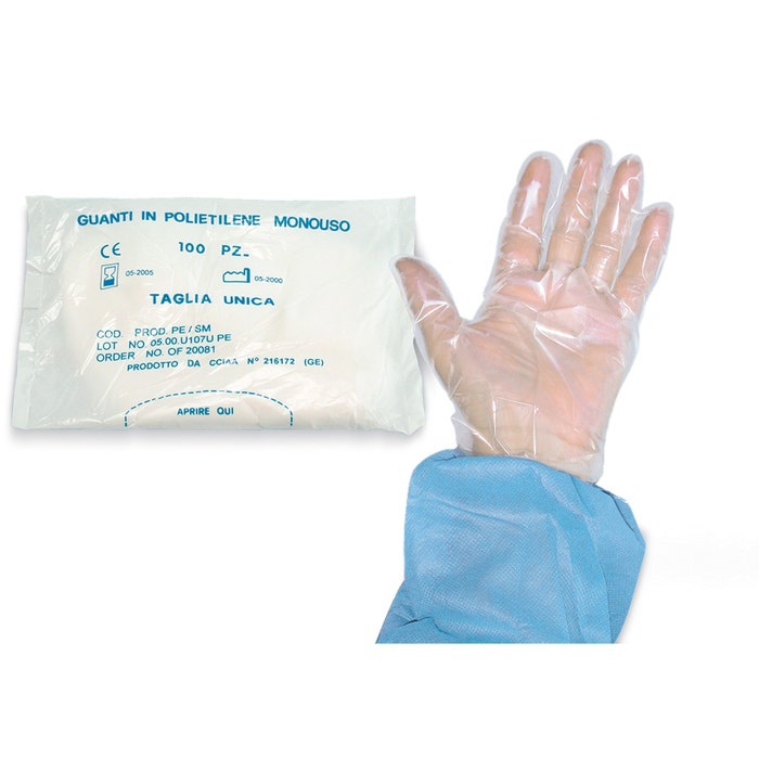 Safety Guanto Plastica Monouso Pvc Busta 100 Pezzi