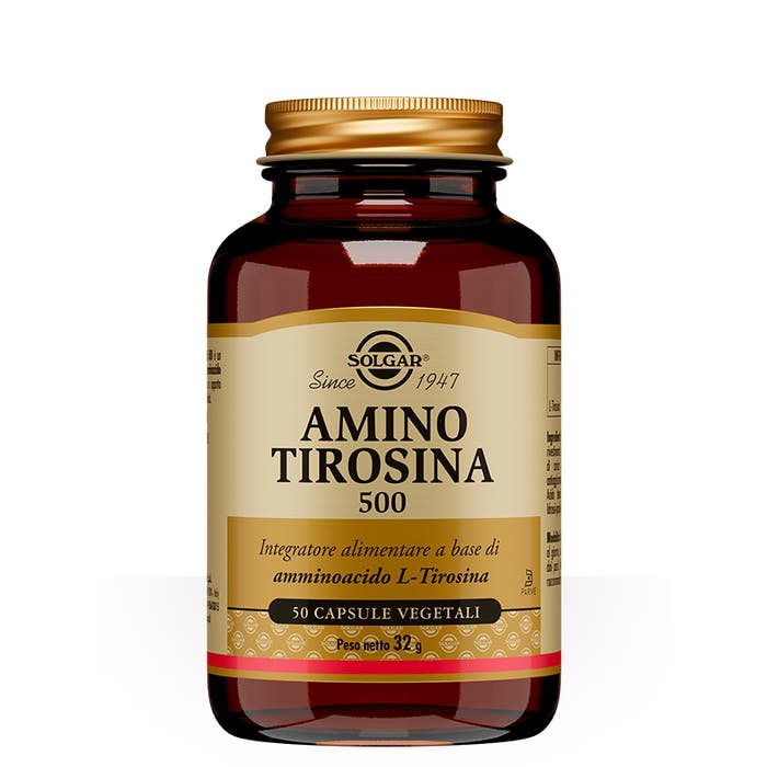 Solgar Amino Tirosina 500 Integratore Tiroide 50 Capsule Vegetali