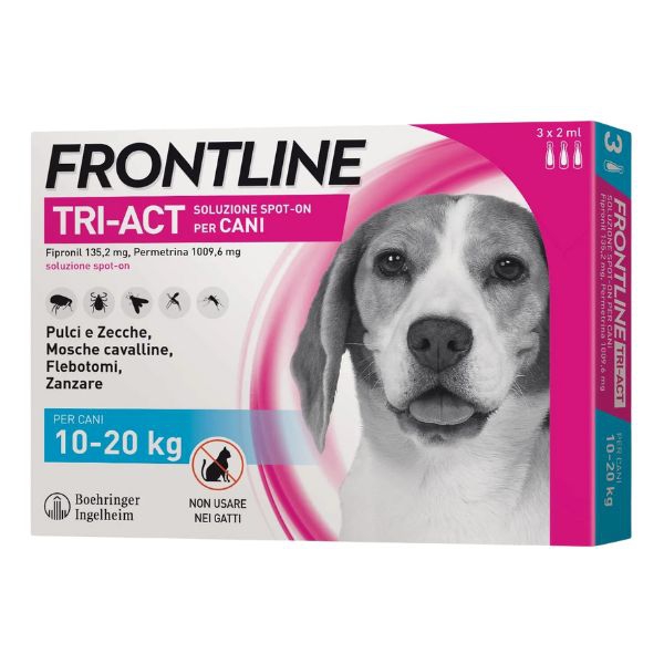  Antiparassitario per cani di taglia media 10-20 kg confezione da 3 pipette da 2 ml per protezione contro pulci e zecche