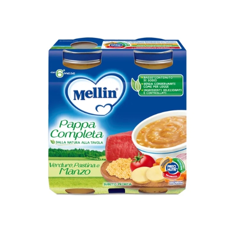 Mellin Pappa Completa Verdura Pastina Manzo 2 x 250 g