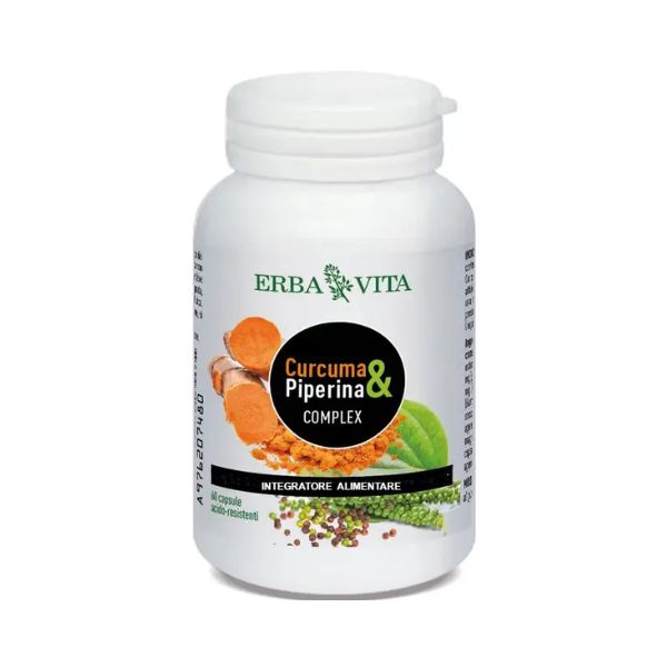 Erba Vita Curcuma & Piperina Complex Integratore Metabolismo 60 Capsule