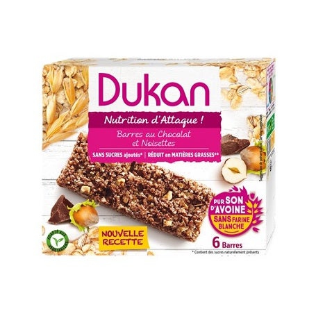 Dukan Barrette Crusca d'Avena Gusto Cioccolato Nocciola 6 Barrette