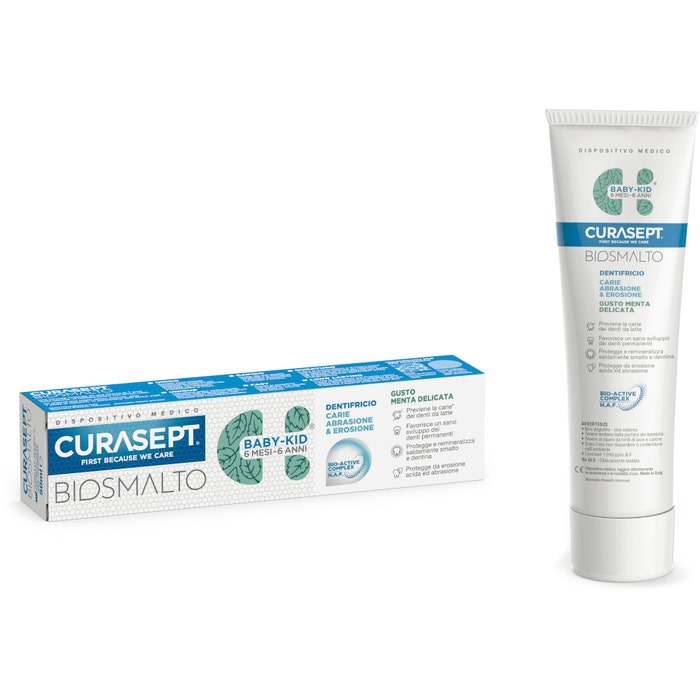 Curasept Biosmalto Baby-Kid Dentifricio Gusto Menta 50 ml