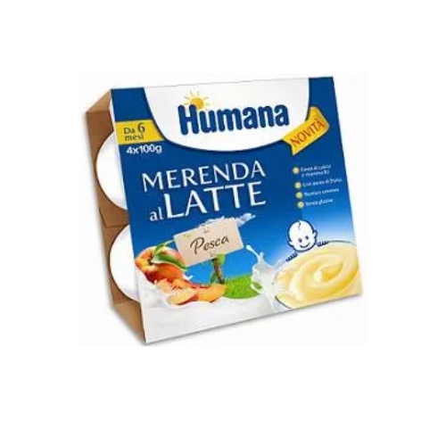 Humana Merenda al Latte Gusto Pesca 4x100 g