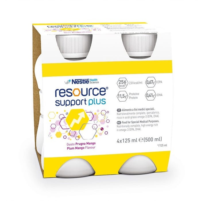 Resource Support Plus Pesca Prugna Mango Bevanda Ipercalorica e Iperproteica 4x1