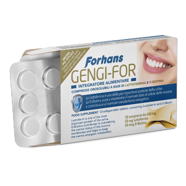 Forhans Gengi-For Integratore di Lattoferrina e D-Biotina 30 Compresse Orosolubi