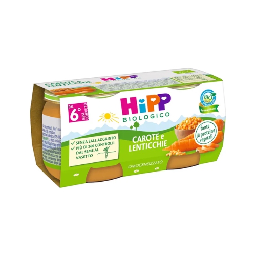 Hipp Bio Omogeneizzato Carote e Lenticchie 2x80g