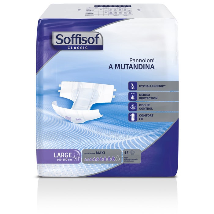 Soffisof Pannoloni a Mutandina Con Adesivi Classic Maxi Taglia Large 15 Pezzi