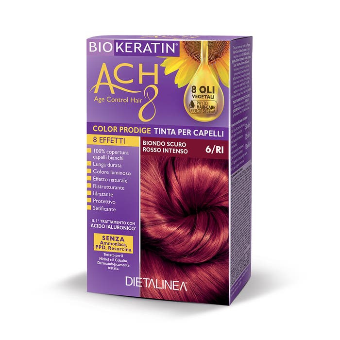 Biokeratin Ach8 Tinta per Capelli Biondo Scuro Rosso Intenso 6/RI