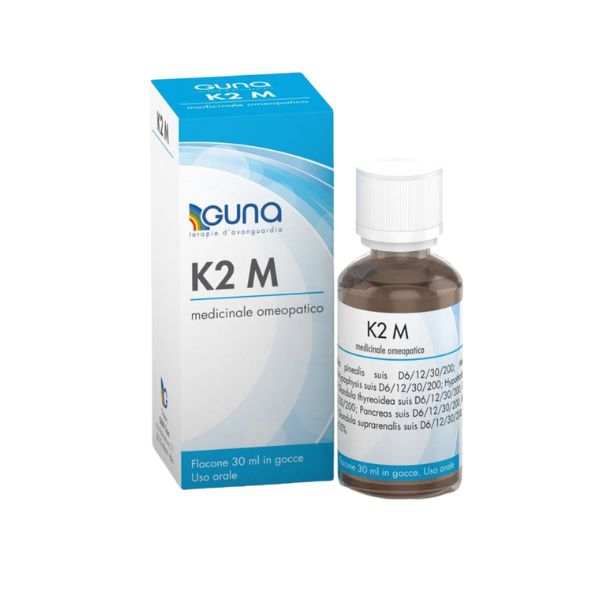  Gocce omeopatiche K2M Guna, per il rafforzamento del sistema immunitario e resistenza, flacone da 30ml.
