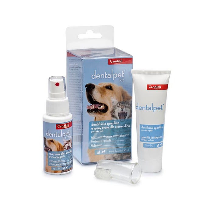 Candioli Dentalpet Kit Igiene Orale Cani E Gatti Dentifricio+Spray+Ditale