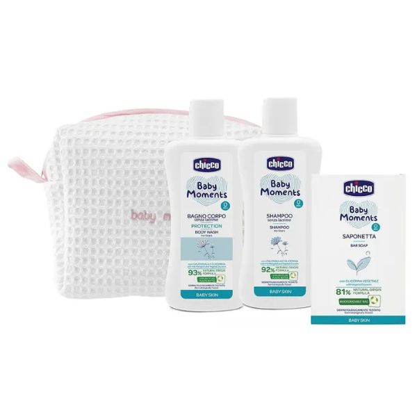 Chicco Cofanetto Baby Moments Gift Idea Beauty Case Con Zip Rosa +0m 3 Pezzi