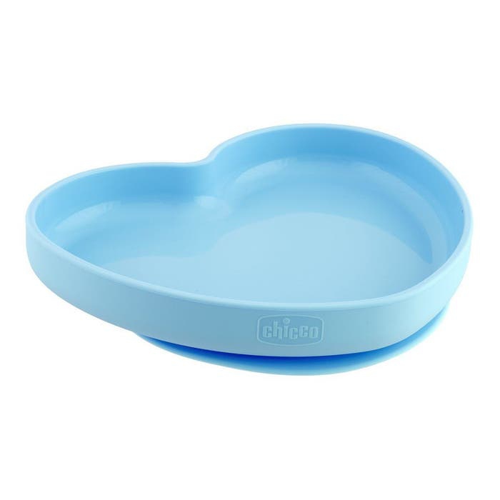 Chicco Piatto Cuore Silicone Con Ventosa Blu 1 Pezzo